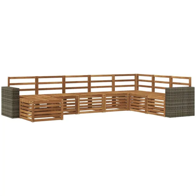 vidaXL Buiten - bank - set - 8 - st - 8-zits - Naturel - Massief - Acacia - Hout