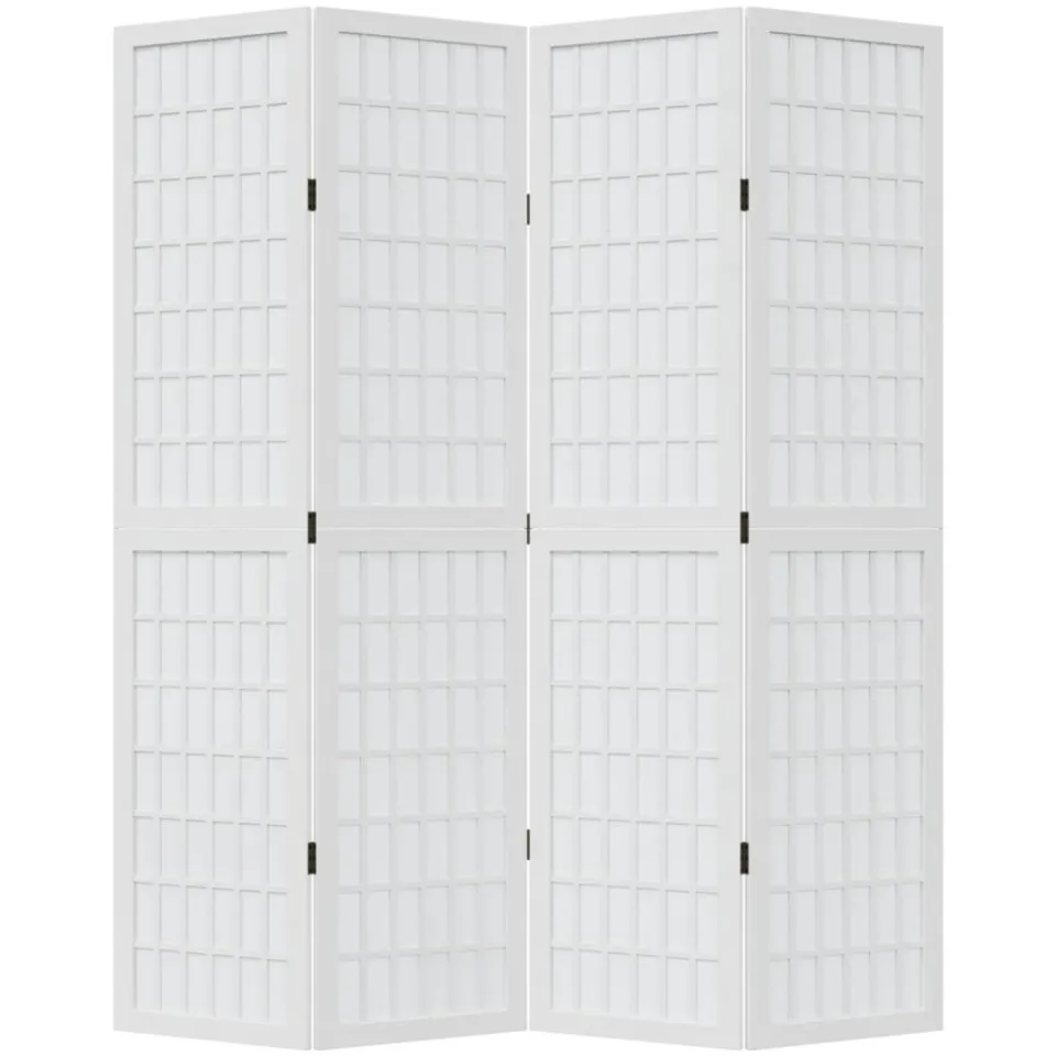 vidaXL Kamerscherm met 4 panelen massief paulowniahout wit, foto 4