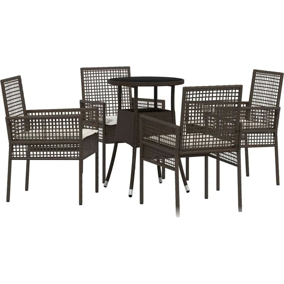 vidaXL Tuin eettafelset 5 st Bruin poly rattan, foto 3
