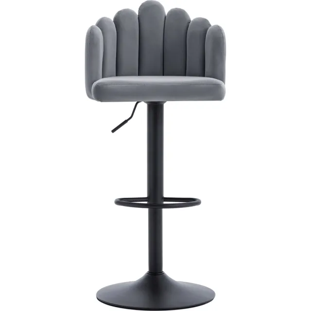 Merax Luxe Velvet Barkrukken Set van 2 - Barkruk met Voetensteun - Grijs