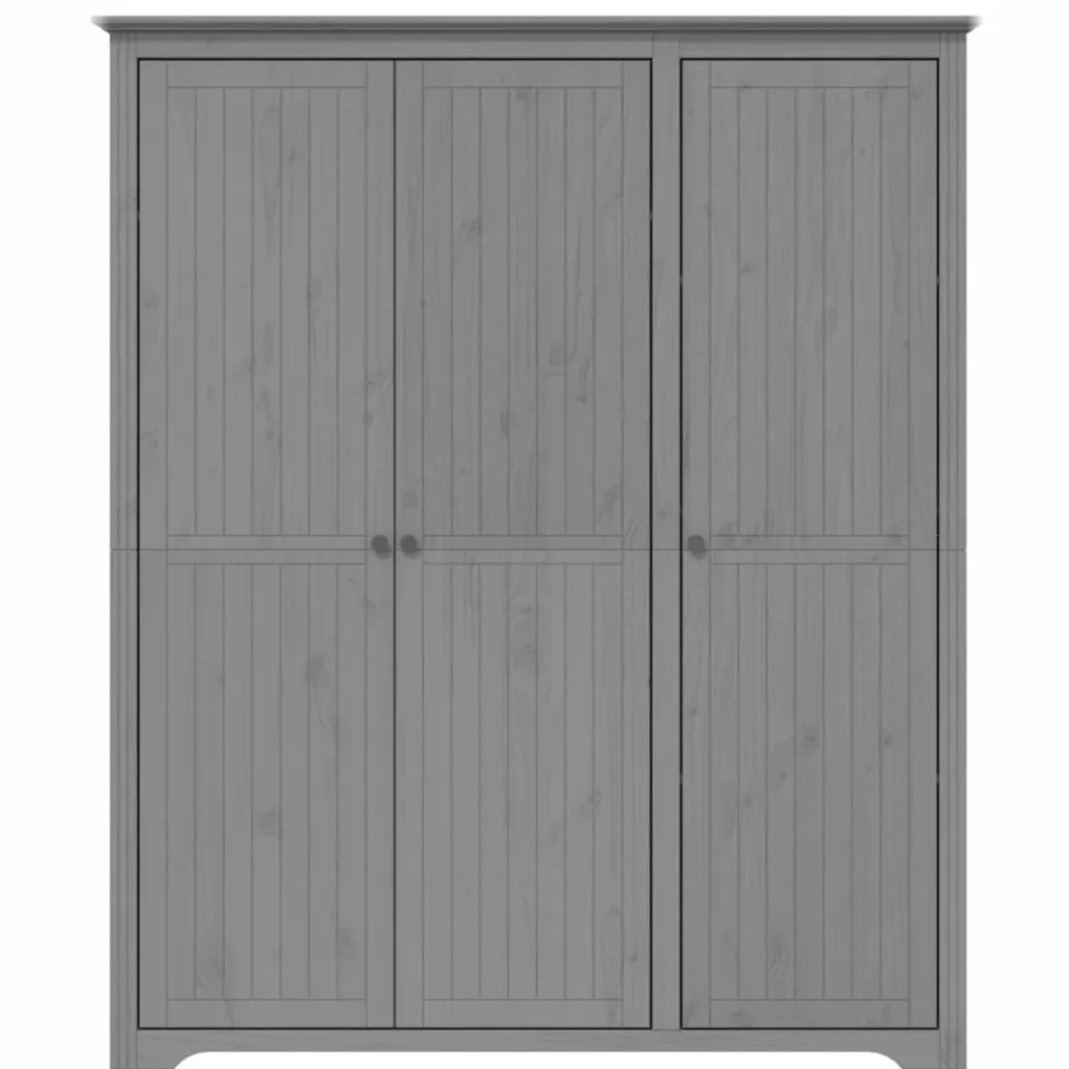 vidaXL Kledingkast BODO 146x53,5x173 cm massief grenenhout grijs