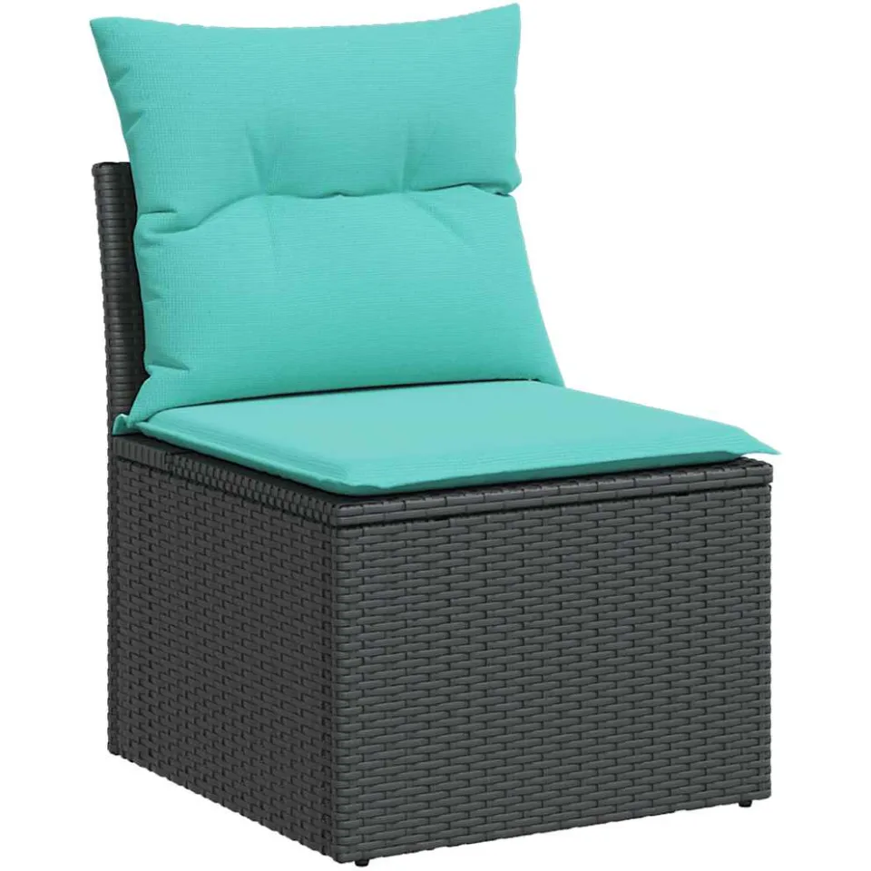 vidaXL 12-delige tuinbankset met kussens van zwart polyrotan, foto 3