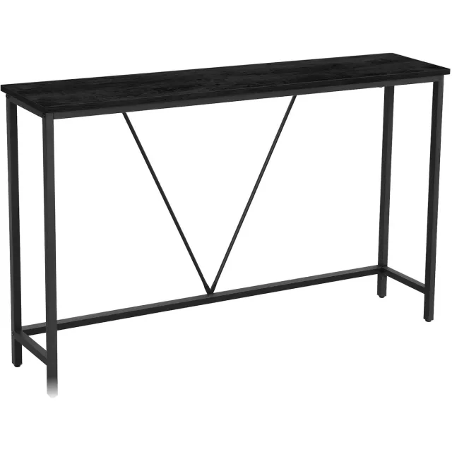 DiBasso Wandtafel - 120 x 23 x 74 cm (L x B x H) - Sidetable - Smalle Haltafel - Consoletafel - Console tafel smal - Side table - Metaal - Hout - Zwart