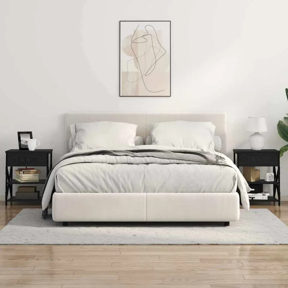 vidaXL Nachtkastje 2 st Zwart Eiken 41 x 31 x 51 cm Bewerkt hout, foto 4