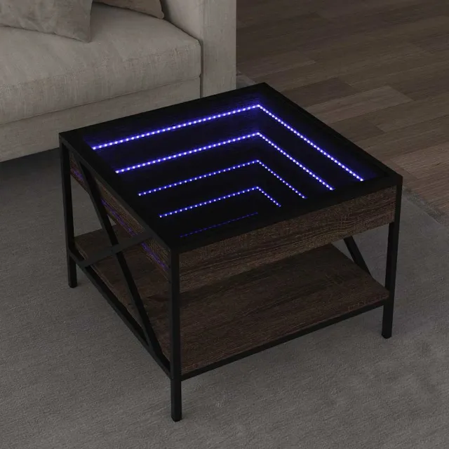 vidaXL Salontafel met Infinity LED 50x50x38 cm bruin eikenkleurig, foto 2