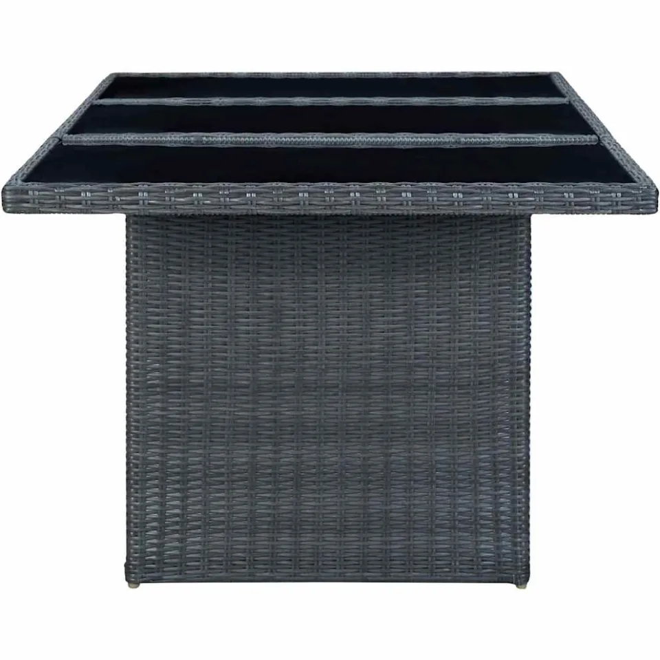 vidaXL Tuintafel poly rattan en gehard glas donkergrijs grijs, foto 2