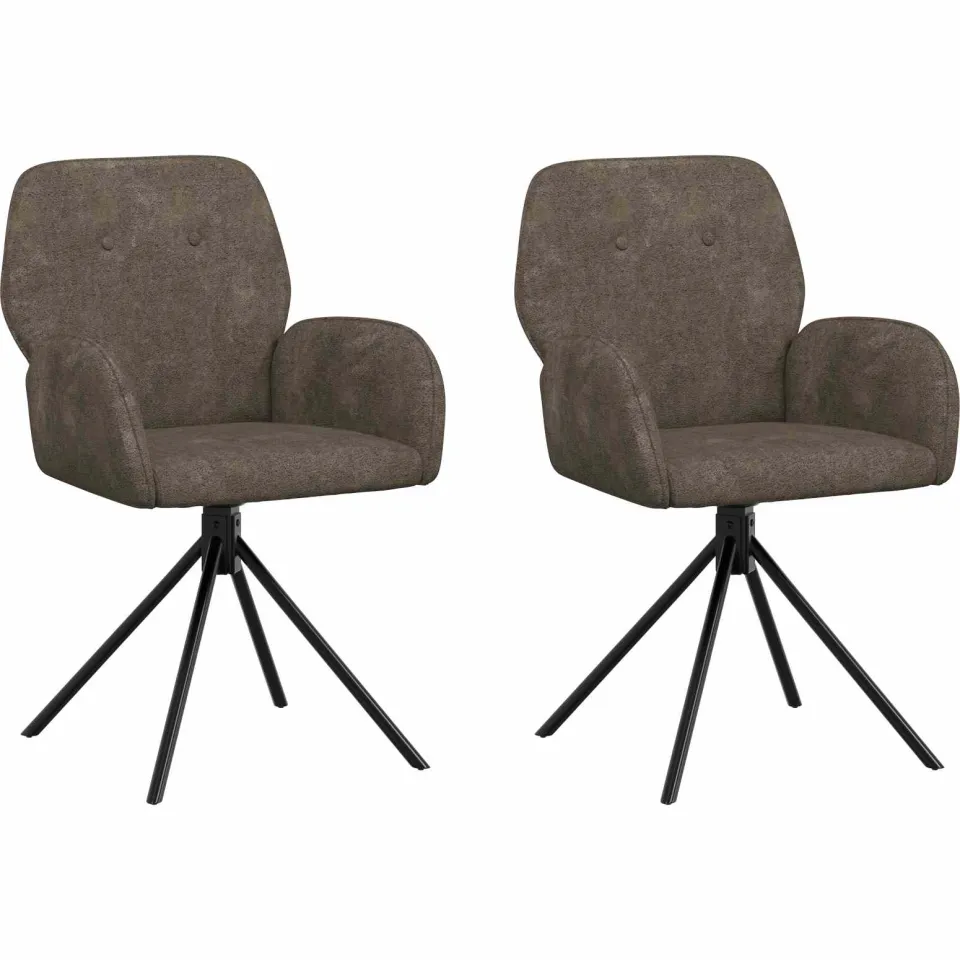 vidaXL Draai Eetstoelen 2 st Nep Suede Leer Donkergrijs, foto 3