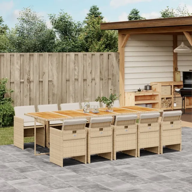 vidaXL 11-delige Tuinset met kussens poly rattan beige, foto 2