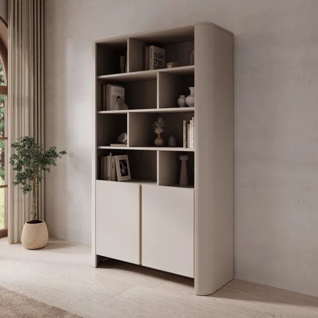 MEUBELLA Barbados - Boekenkast - Beige - 103x39x170 cm
