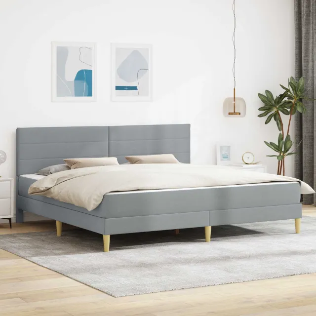 vidaXL Bedframe met matras Lichtgrijs 180 x 200 cm Polyester