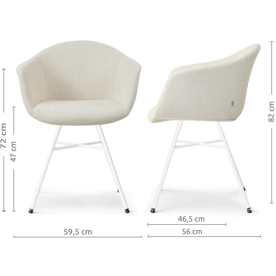 Nolon Noa-Otis eetkamerstoel cottonbeige - wit onderstel, foto 3