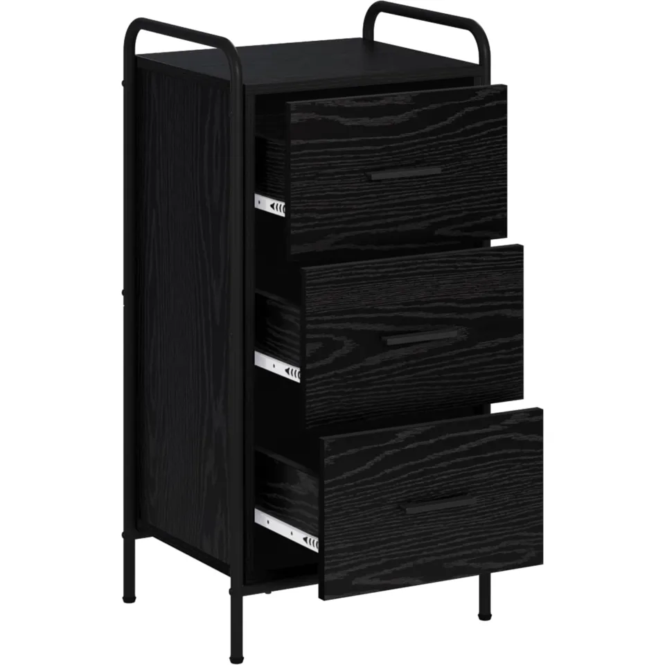 vidaXL Dressoir Zwart eiken 97 x 33 x 81 cm Bewerkt hout