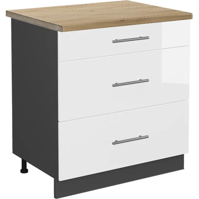 Vicco Keukenonderkast Fame-Line, Groen-Goud landelijk/Wit, 80 cm antraciet werkblad