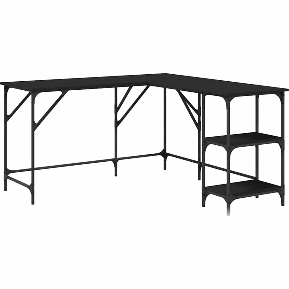 vidaXL Bureau 139x139x75 cm bewerkt hout zwart