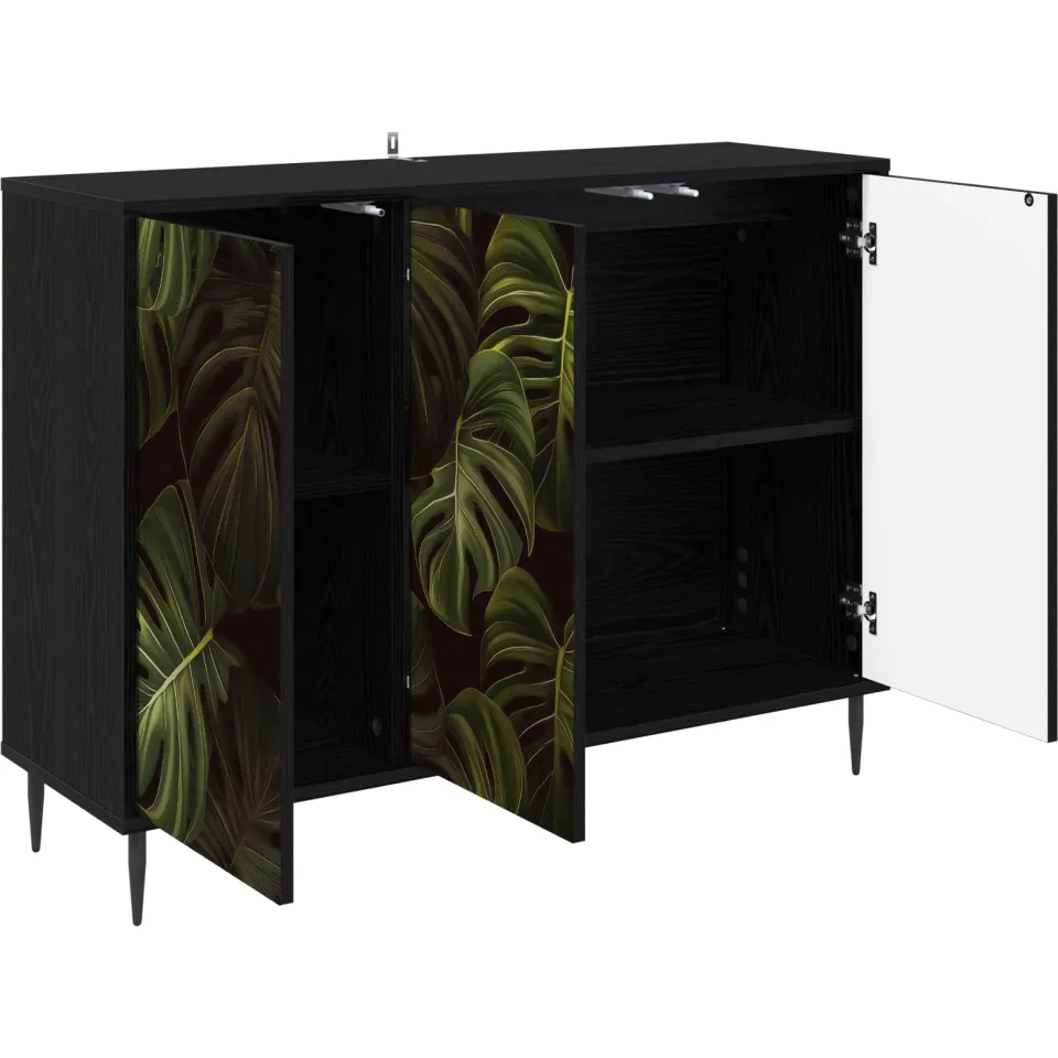 vidaXL Dressoir ELBURG Zwart eiken 102 x 33 x 76 cm Bewerkt hout