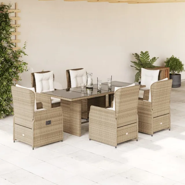 vidaXL 7-delige Tuinset met kussens poly rattan beige, foto 2