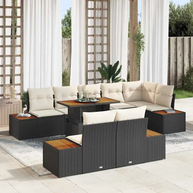 vidaXL Tuin Sofa Set 9 st Zwart Poly riet