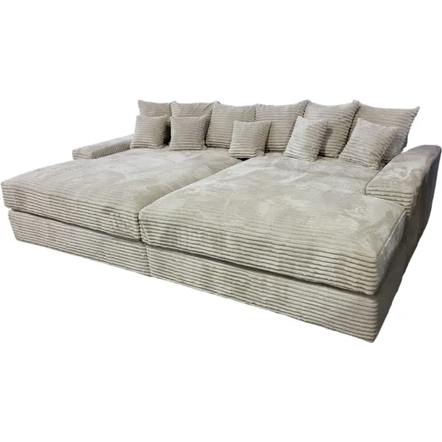 Seatsandbeds zitbank- bigsofa- jumbo american- beige ribstof- seatsandbeds hoekbanken en boxsprings