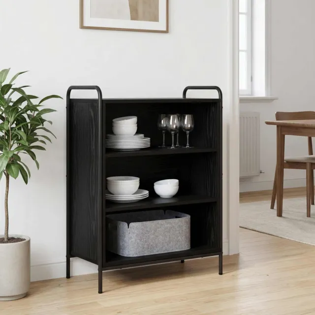 vidaXL Dressoir Zwart eiken 97 x 33 x 81 cm Bewerkt hout