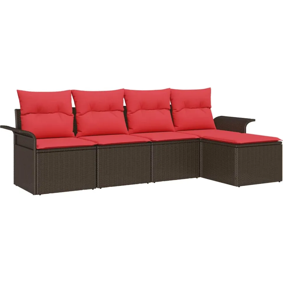 vidaXL Tuin Sofa Set 5 st Bruin poly rattan