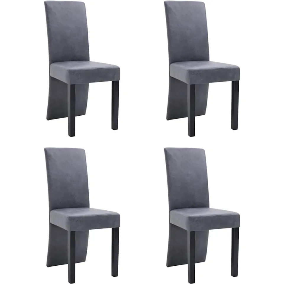 vidaXL Eetkamerstoelen 4 st kunstsuède grijs, foto 3