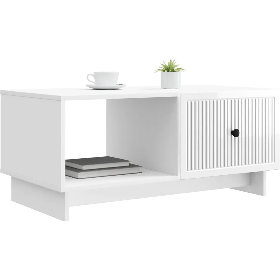 vidaXL Salontafel Hoogglans Wit 90 x 50 x 40 cm Bewerkt hout