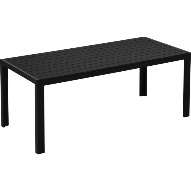 REDOM Tuin Eettafel - Weerbestendig En Roestvrij - Aluminium Frame - Hout-Kunststof Composiet Tafelblad - Zwart - 190 x 84,5 x 72 cm
