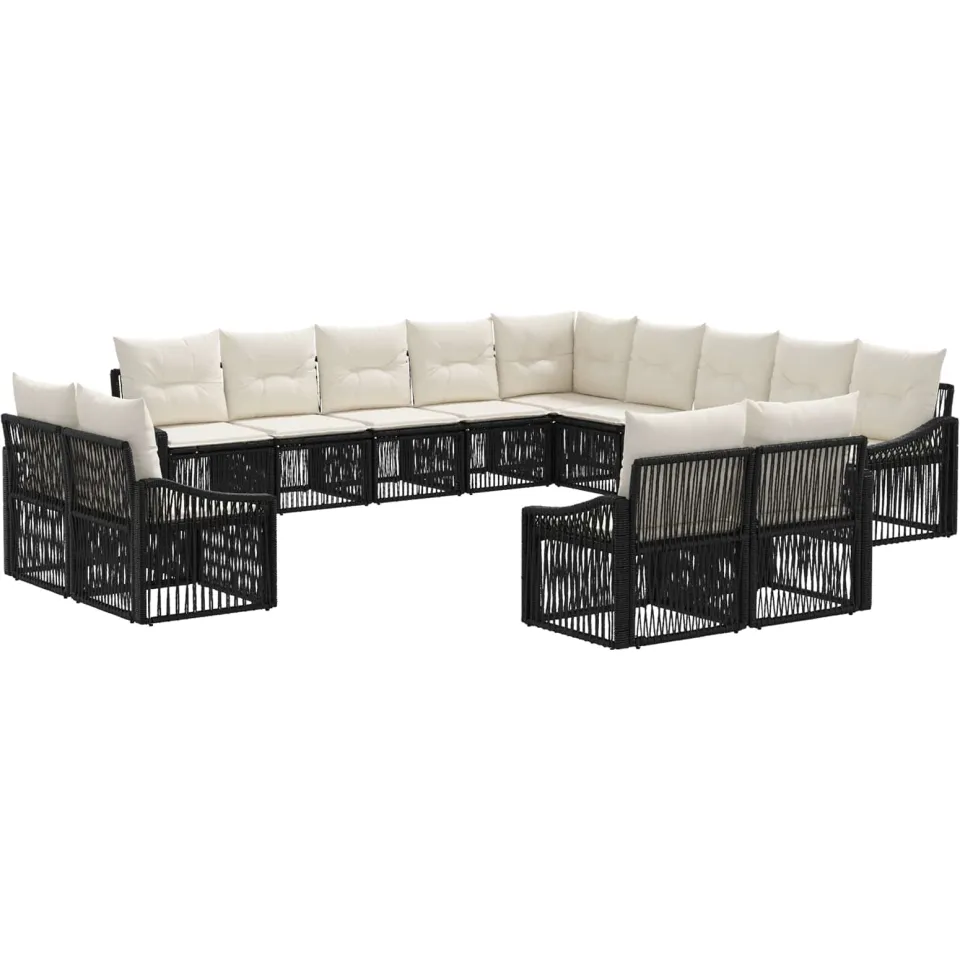 vidaXL Tuinbankenset 13 st 13-zits Zwart poly rattan, foto 3