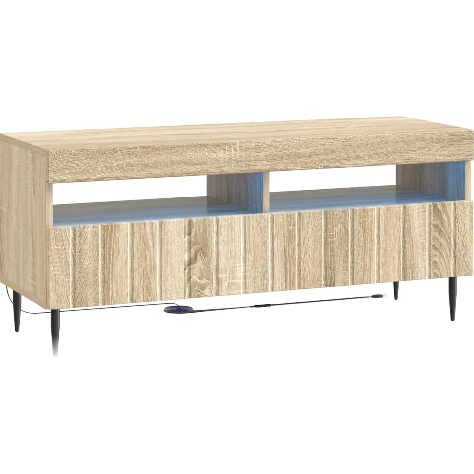 vidaXL LED tv-meubel ZWOLLE 100 x 35 x 43 cm Sonoma Eiken Bewerkt hout Bruin