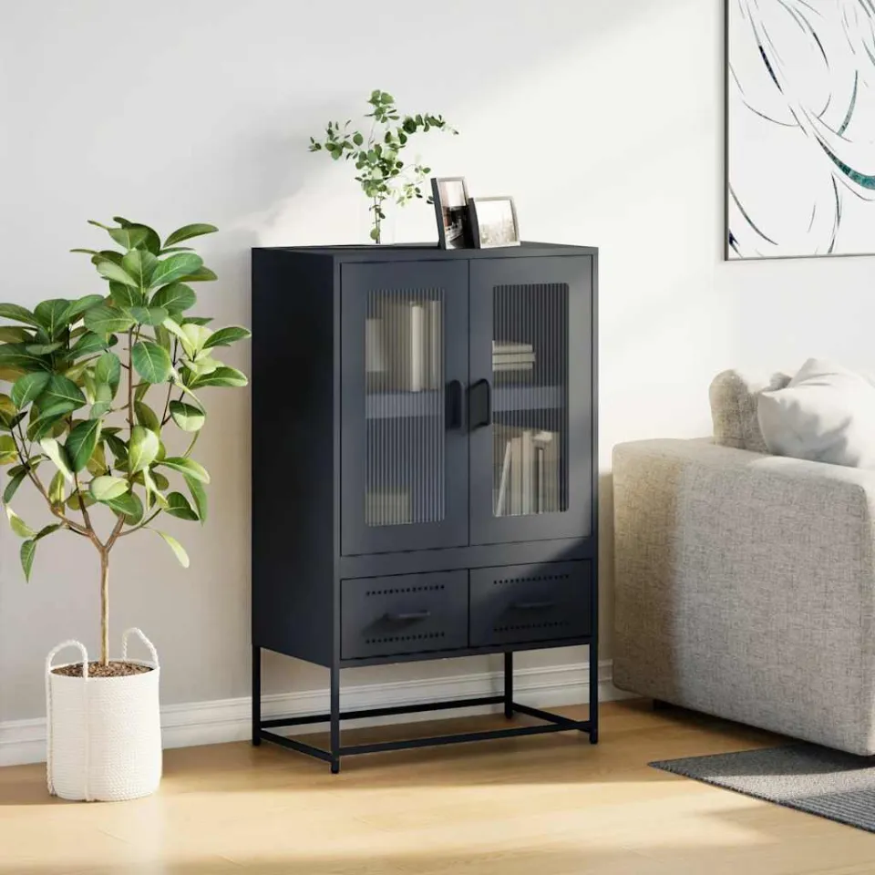 vidaXL Hoge kast 68x39x111,5 cm staal antracietkleurig, foto 2