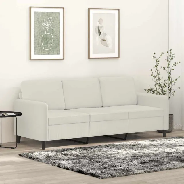 vidaXL Driezitsbank 180 cm fluweel crèmekleurig