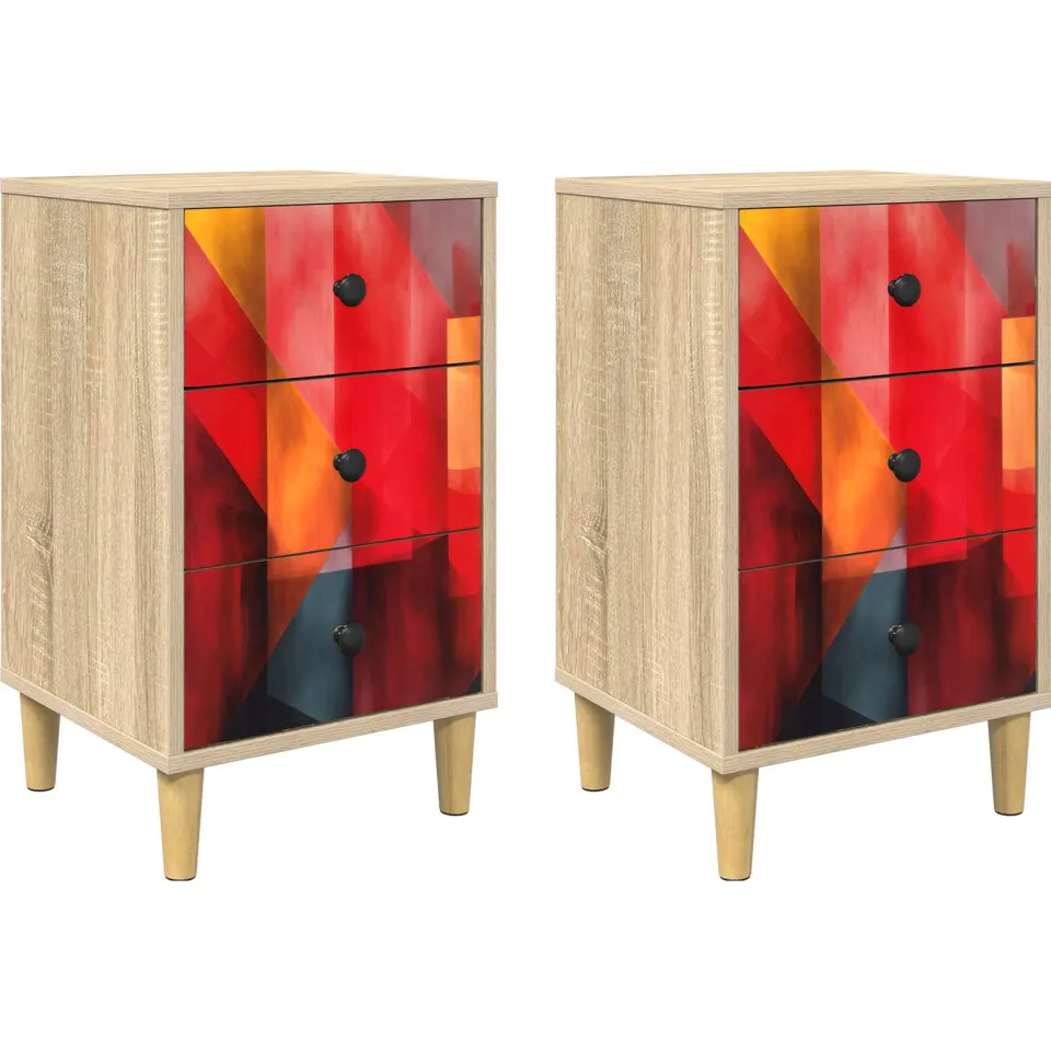 vidaXL Nachtkastje HEESCH 2 st Sonoma Eiken 36 x 33 x 60 cm Bruin