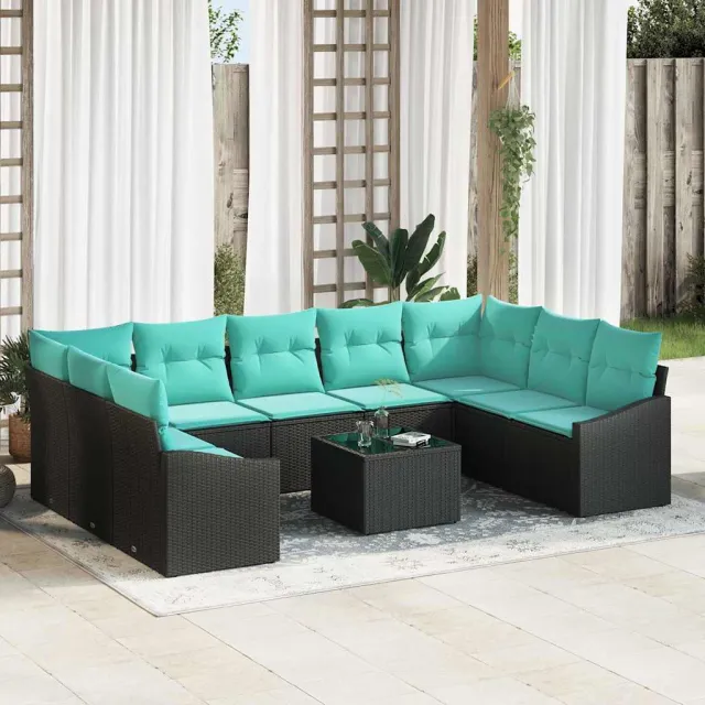 vidaXL Bankstel 10 st Zwart poly rattan, foto 2
