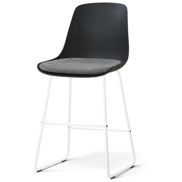 Nolon Nino-Liv barkruk zwart met zeegrijs zitkussen - wit onderstel - 65 cm