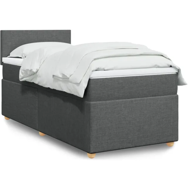 vidaXL Boxspring met matras stof donkergrijs 80x200 cm grijs