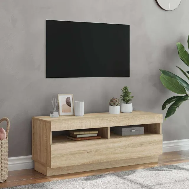 vidaXL Tv-meubel met LED-verlichting 100x35x40 cm sonoma eikenkleurig Bruin