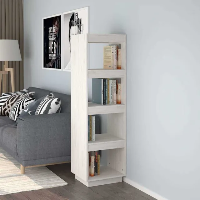 vidaXL Boekenkast/kamerscherm 40x35x135 cm massief grenenhout wit, foto 2