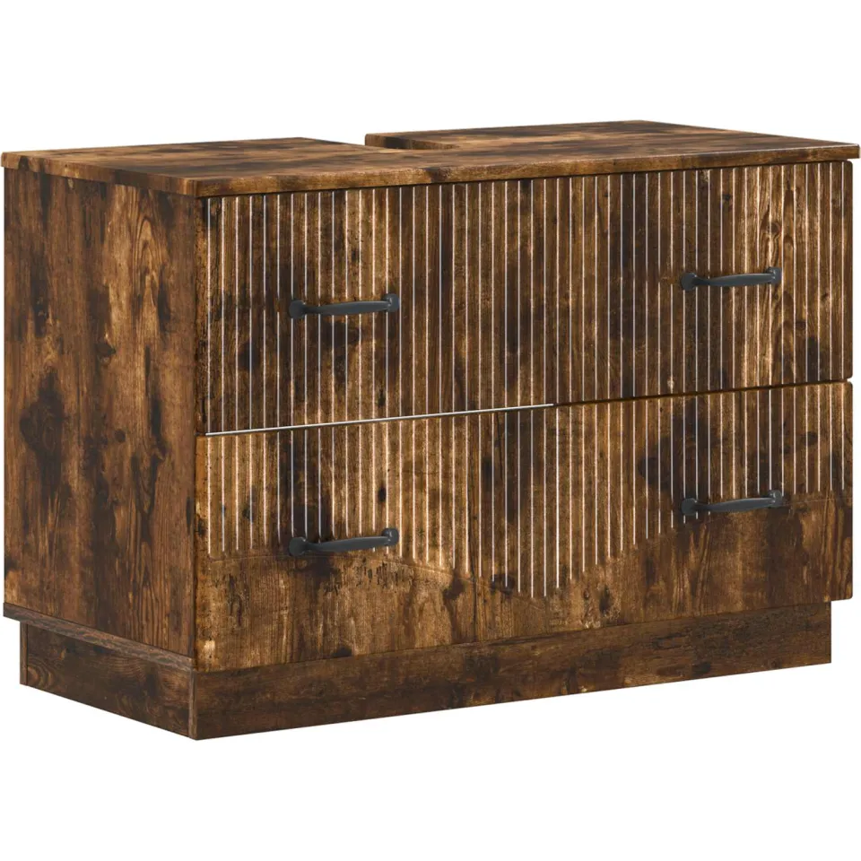vidaXL Badkamer wastafelkast HOORN Gerookt eiken 82 x 41 x 56 cm, foto 3