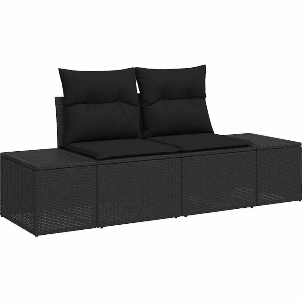 vidaXL Tuin Sofa Set Zwart poly rattan