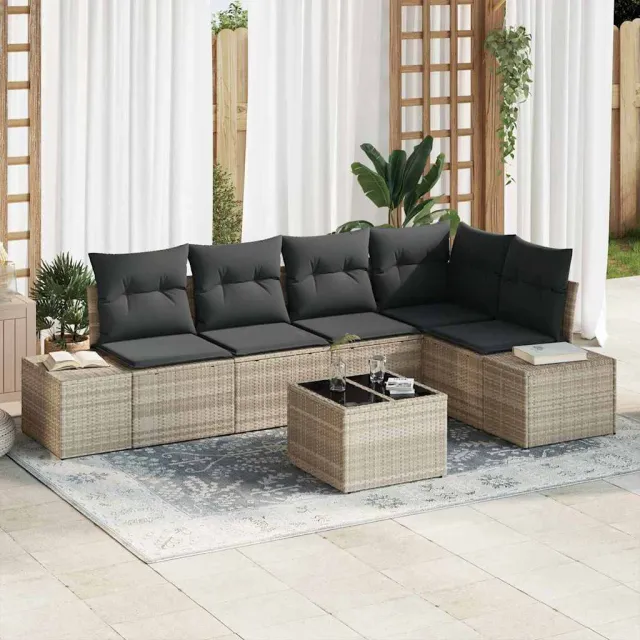 vidaXL Tuin Sofa Set 6 st Lichtgrijs poly rattan, foto 2