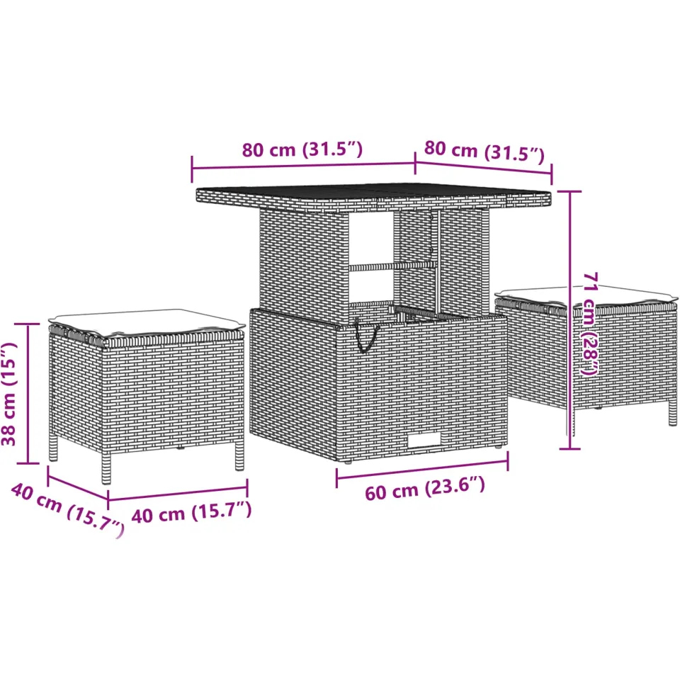 vidaXL Tuin Sofa Set 11 st Zwart Poly riet, foto 2