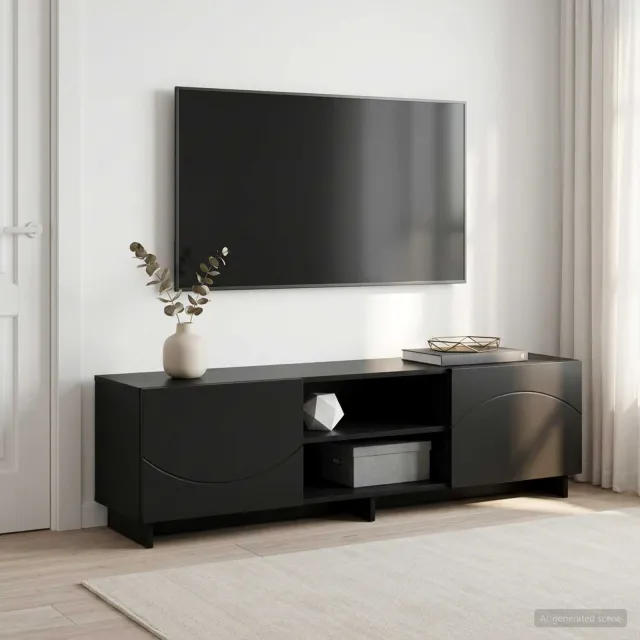 vidaXL TV-standaard 140 x 34,5 x 40 cm Zwart Bewerkt hout