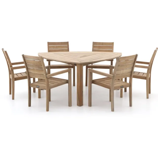 ROUGH Furniture ROUGH-S 170cm dining tuinset 7-delig stapelbaar Bruin