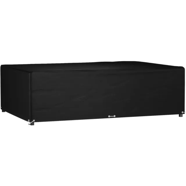 vidaXL Tuinmeubelhoes met 12 oogjes rechthoekig 227x152x65 cm Zwart