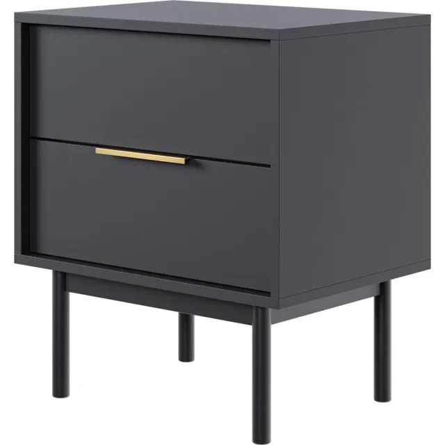 Selsey Nachtkastje Viviaro - 54 cm Zwart - met twee lades