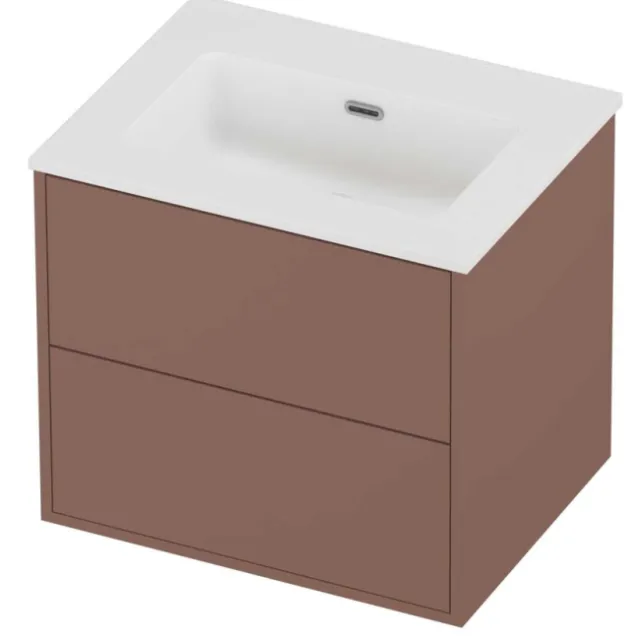 Proline Tribute Badmeubelset Porselein Elegant 2 Laden 60x46x54 cm Mat White Beauty Blush Rosé Goud