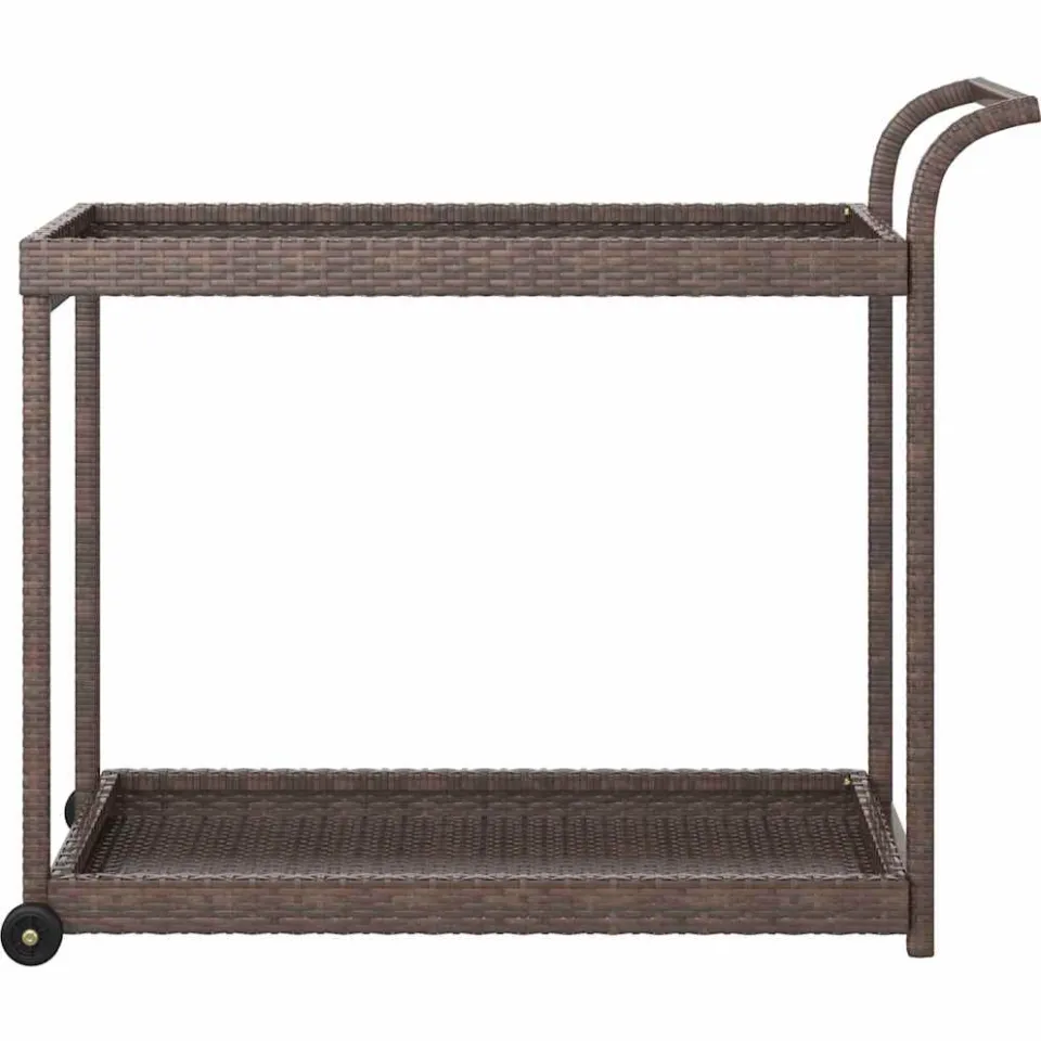 vidaXL Serveerwagen 100x45x83 cm poly rattan bruin, foto 3