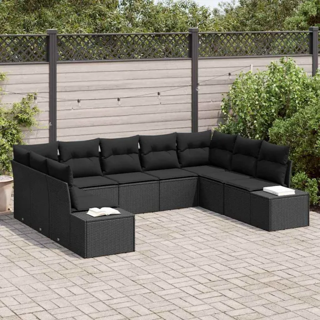 vidaXL Tuin Sofa Set 9 st Zwart poly rattan, foto 2