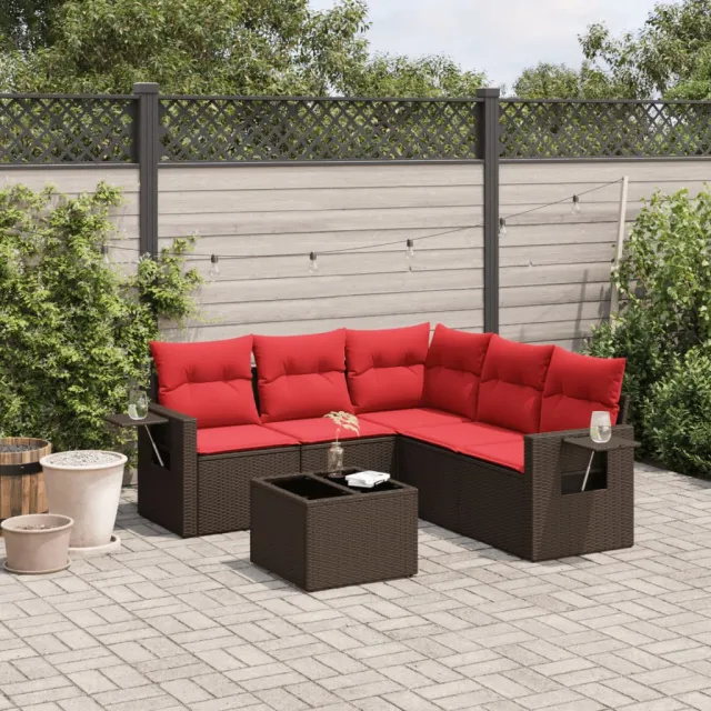 vidaXL 6-delige tuinbankset met kussens, bruin polyrotan, foto 2