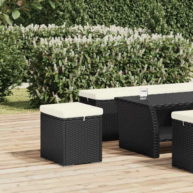 vidaXL Hockers met kussens 2 st 40x30x40 cm poly rattan zwart, foto 3